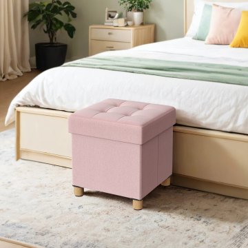 Songmics Shranjevalni otomanski stol 38x38x40 cm roza