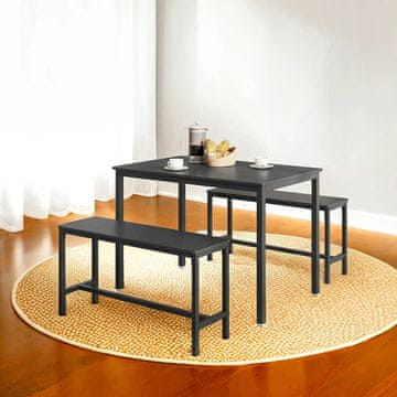 Songmics Jedilna miza z 2 klopema, 70x110x75 cm, črna