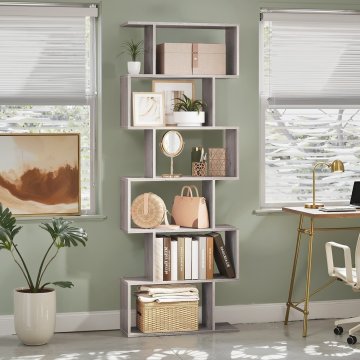 Songmics Knjižna omara 6 polic 24x70x190.5 cm Greige