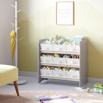 Songmics Knižna omara z 9 tkaninskimi shranjevalnimi škatlami 29.5x62.5x60 cm Siva