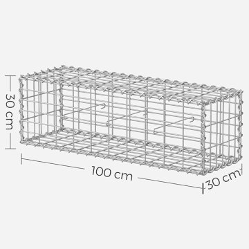 Songmics Gabionska košara 100x30x30 cm srebrna