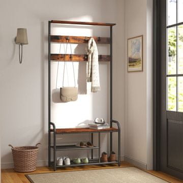 Songmics Obešalnik za plašče 30x85x180.5 cm rjav