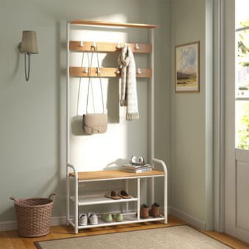 Songmics Obešalnik za plašče 30x85x180.5 cm hrast