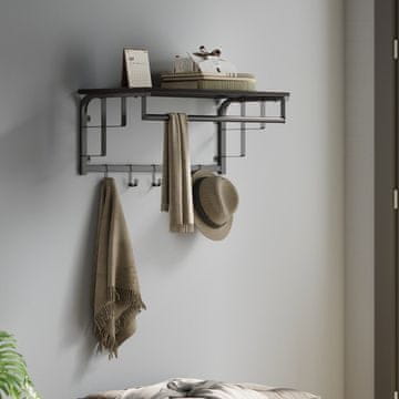 Songmics Stenski obešalnik za plašče 30x66x27 cm siva