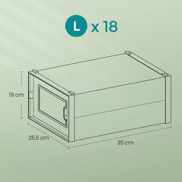 Songmics Set škatel za shranjevanje čevljev 18 kosov 35x25.2x19 cm prozorno