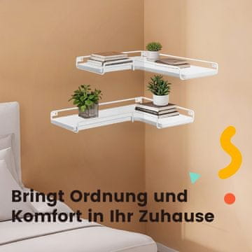 Songmics Set vogalnih stenskih polic 40x29x14 cm, bela