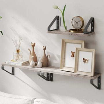 Songmics Komplet stenskih polic 3 kosi 12x30x11 cm 12x35x11 cm 12x40x11 cm sivo-bež