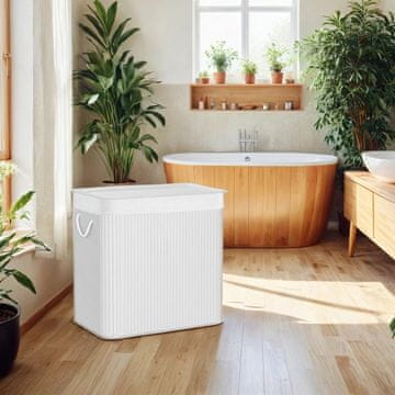 Songmics Košara za perilo 3 pregrade 60x40x61.5 cm bela