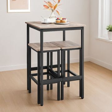 Songmics Bar miza z 2 stoli, jedilna miza 60x60x90 cm, barva greige
