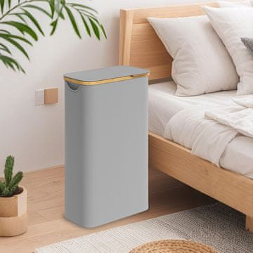 Songmics Košara za perilo 3 predelki 42x22.5x70.5 cm siva zložljiva