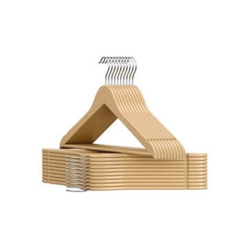 Songmics Leseni obešalniki za oblačila 43x21 cm naravni