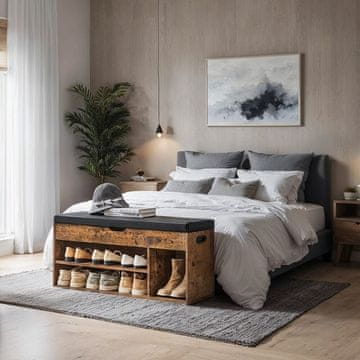 Songmics Klop za čevlje 3 odprti predali 30x100x44 cm rjav