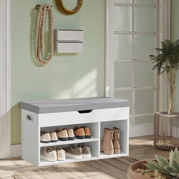 Songmics Čevljalna klop 3 odprji predali 30x80x44 cm bela