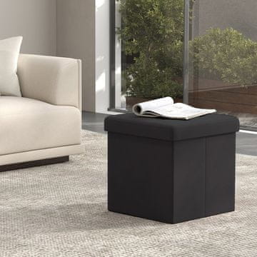 Songmics Shranjevalni otomanski stol 38x38x38 cm Črn
