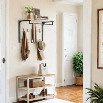 Songmics Stenski obešalnik za plašče 30x65x42 cm, bel, za shranjevanje