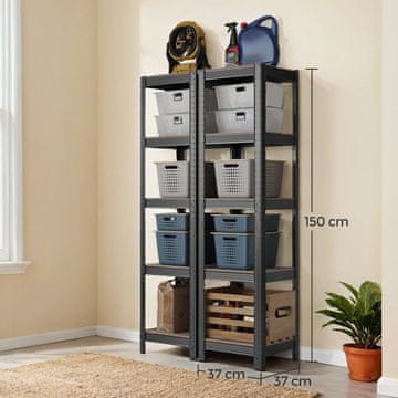 Songmics Robusten regal 5 polic 37x37x150 cm sivo-bež