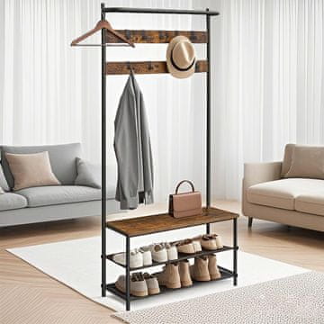 Songmics Omarica z klopjo za čevlje 32.2x84x180 cm rjava