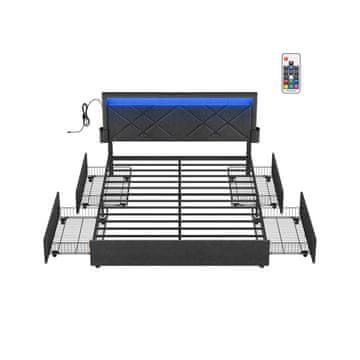 Songmics Posteljni okvir 160x200 cm Siva
