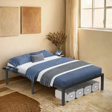 Songmics Postelja z okvirjem 200x140x41.3 cm Črna