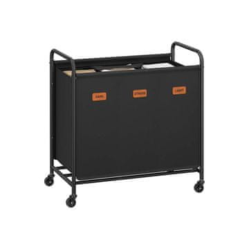 Songmics Košara za perilo z 2 predelka 69x40x91 cm črna