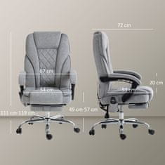 Homestar Pisarniški stol ergonomski z naslonom, masažo in ogrevanjem, 67x72x111 cm, siva