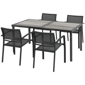 Homestar Vrtni garnitura 5-delna z jedilno mizo in 4 zložljivimi stoli 150x87x72 cm siva