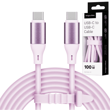 Krüger&Matz USB-C kabel USB-C 100 W 1 m silikonski roza Kruger&Matz Basic
