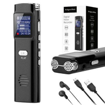 Krüger&Matz Kruger&Matz 8GB OLED digitalni snemalnik zvoka prisluškovanje