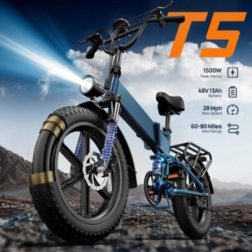 UNBRANDED URLIFE T5 zložljivo električno fatbike kolo 20 × 4", 750 W, baterija 48 V 13 Ah, hitrost do 45 km/h in doseg do 80 km