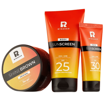 Byrokko Shine Brown + krema za sončenje SPF25 + SPF30 komplet krem za obraz