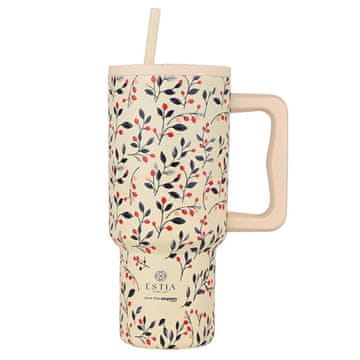 Termo vrček s slamico 900 ml Bloom Beige