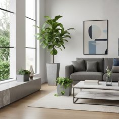 Home Komplet velikih modernih cvetličnih lončkov iz sivega betona, 3 kosi