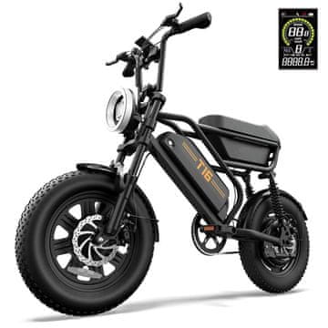 UNBRANDED URLIFE T16 zložljivo električno fatbike kolo 16 × 3", motor do 1000 W, baterija 48 V 13 Ah, hitrost do 45 km/h in doseg do 65 km