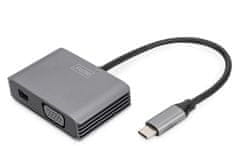 Digitus DIGITUS USB-C na VGA / MiniDP adapter, 4K/30Hz, 20cm
