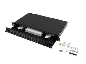 Lanberg 24xSC Duplex / 24xLC Quad RACK 19" 1U črna optična patch plošča + dodatki