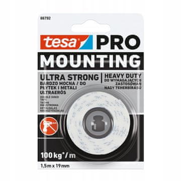 Tesa dvostranski samolepilni montažni trak iz PE pene, močan, 1,5 m x 19 mm