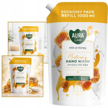 AURA Care milo za roke z mlekom in medom 1000 ml AHW-002-006