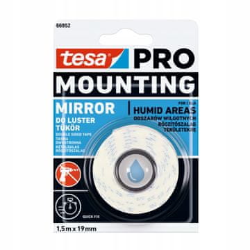 Tesa dvostranski penasti montažni trak za zrcalne ploščice 1,5 m x 19 mm