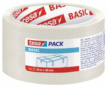 Tesa BASIC Samolepilni pakirni trak iz PP, prozoren, 50 m x 48 mm