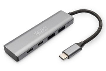 Digitus Digitus USB-C Hub: 2x USB-A, 2x USB-C, Aluminij