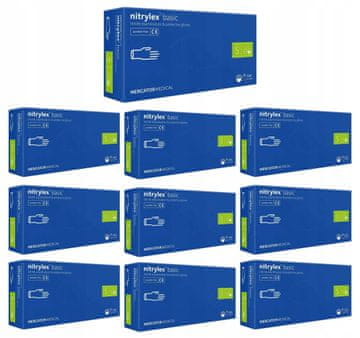 MERCATOR MEDICAL Nitrilne rokavice 100 kosov Nitrylex Basic temno modre 7-S - 10 kompletov.
