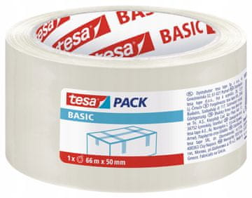 Tesa BASIC Samolepilni pakirni trak iz PP, prozoren, 66 m x 50 mm