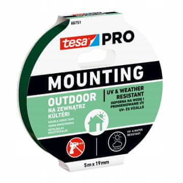 Tesa samolepilni penasti montažni trak za zunanjo uporabo, močan, 5 m x 19 mm