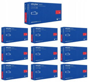 MERCATOR MEDICAL Nitrilne rokavice 100 kosov Nitrylex Basic temno modre 9-L - 10 kompletov.