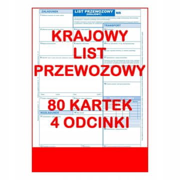 Domači tovorni list 80 listov - 4 razdelki - 20 kompletov