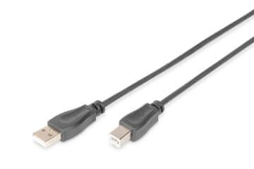 Digitus USB 2.0 A/M - USB B/M kabel za tiskalnik, 1,8 m, bakreno rdeč, črne barve