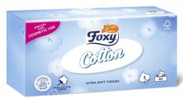 Foxy COTTON higienski robčki v škatli, 90 kosov - 1 pakiranje.