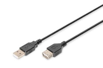 Digitus podaljševalni kabel USB 2.0 A/M - A/F, 1,8 m, črne barve