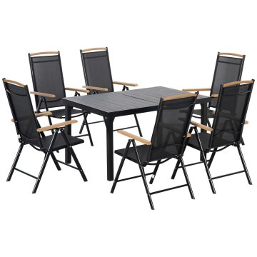 Homestar Vrtni garnitura zložljiva jedilna garnitura za 6 oseb 140x90x74 cm črna