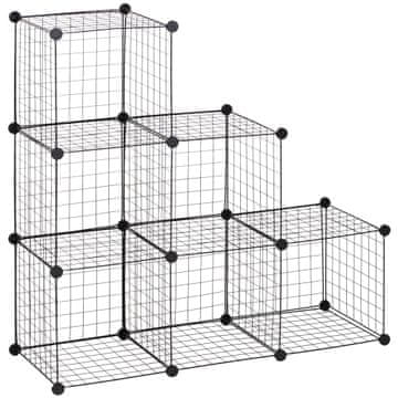 Homestar Modularna polična enota, žični kockasti organizator, 109x37x109 cm, črna